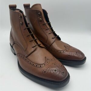 BRAND NEW To Boot New York Hobson Brown Leather Wingtip Boots Sz 10 M MSRP $400